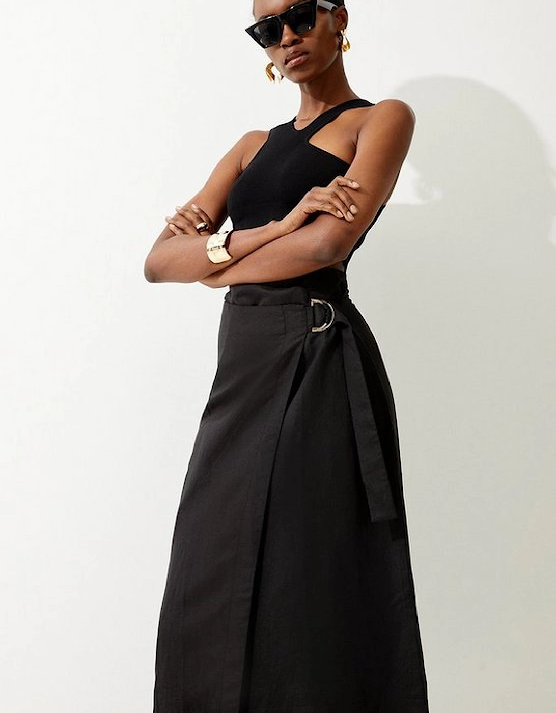 Viscose Linen Asymmetric Midi Skirt, 5 of 4