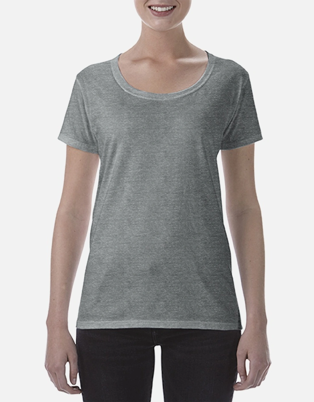Womens/Ladies Short Sleeve Deep Scoop Neck T-Shirt, 6 of 5