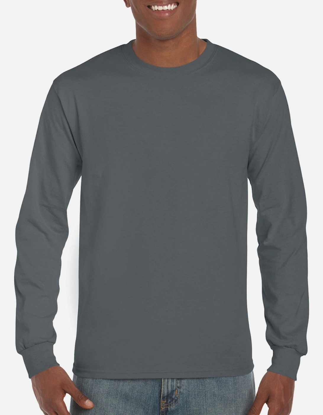 Mens Plain Crew Neck Ultra Cotton Long Sleeve T-Shirt