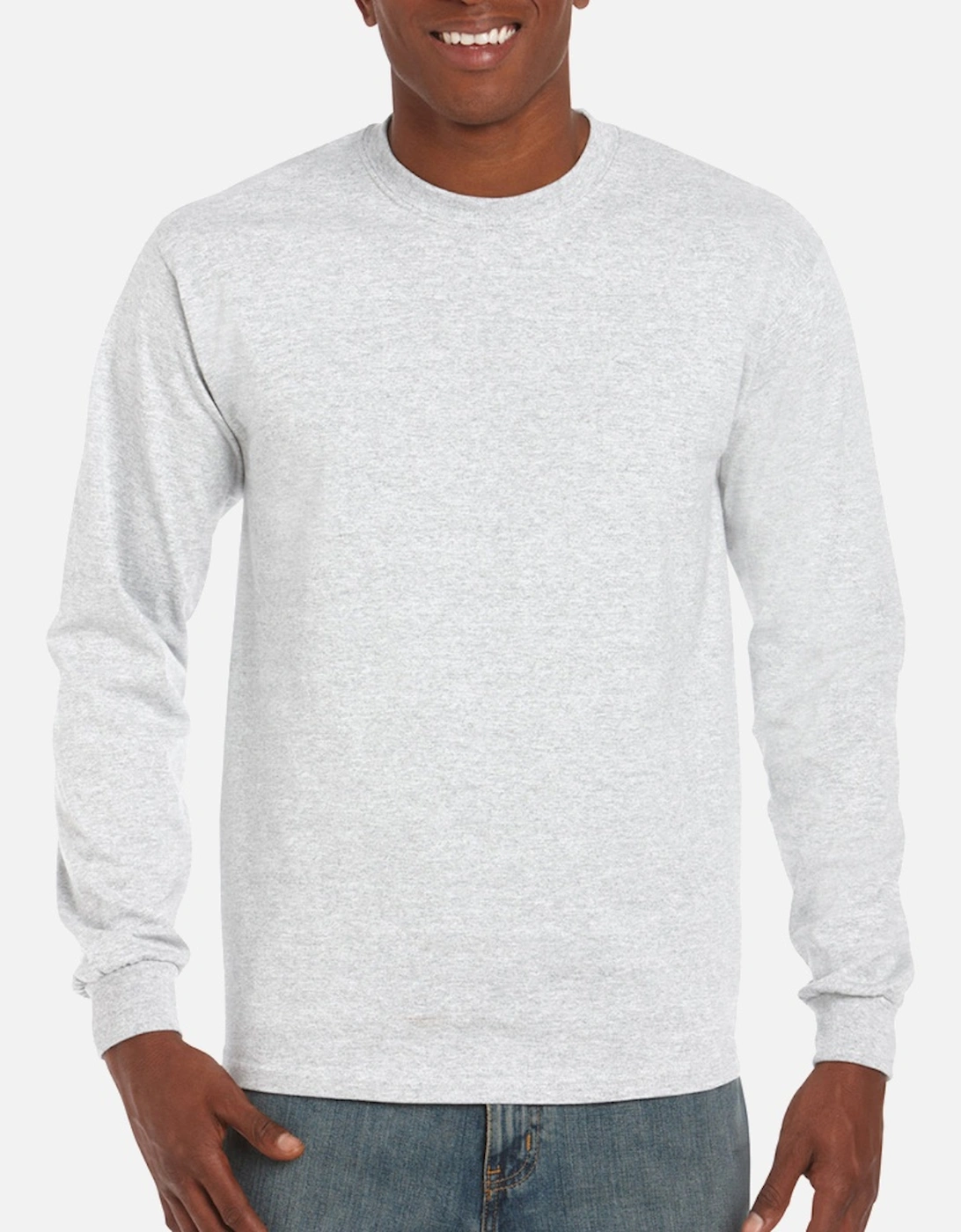 Mens Plain Crew Neck Ultra Cotton Long Sleeve T-Shirt