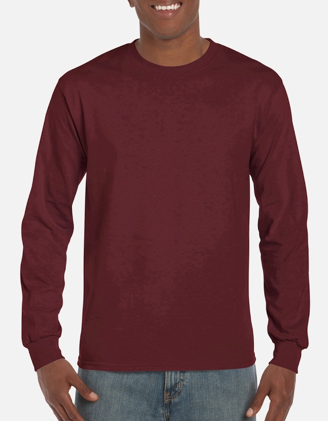 Mens Plain Crew Neck Ultra Cotton Long Sleeve T-Shirt