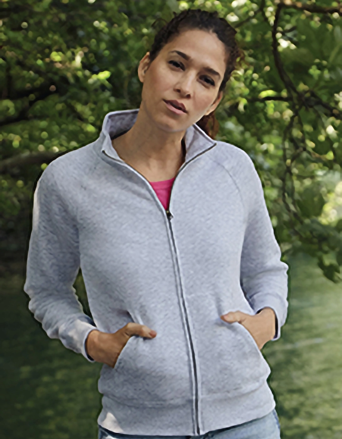 Ladies/Womens Lady-Fit Fleece Sweatshirt Jacket