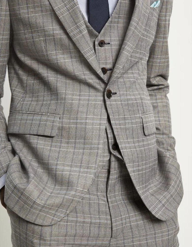Mens Pow Checked Skinny Suit Jacket