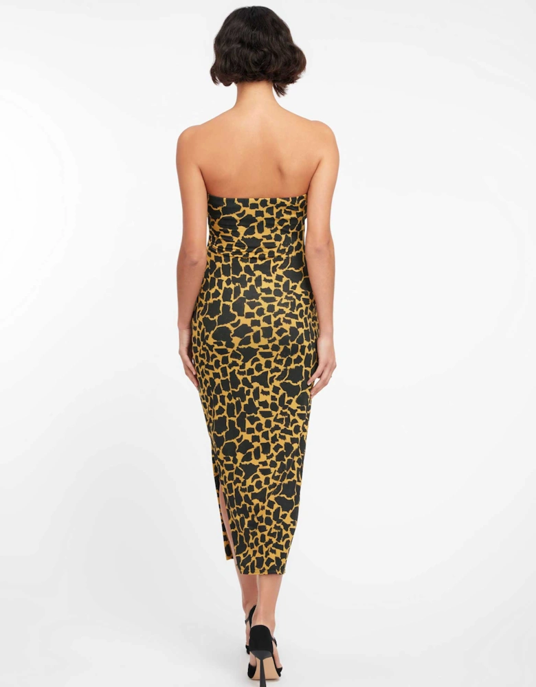 Nasrin Bandeau Dress in Giraffe Animal Print