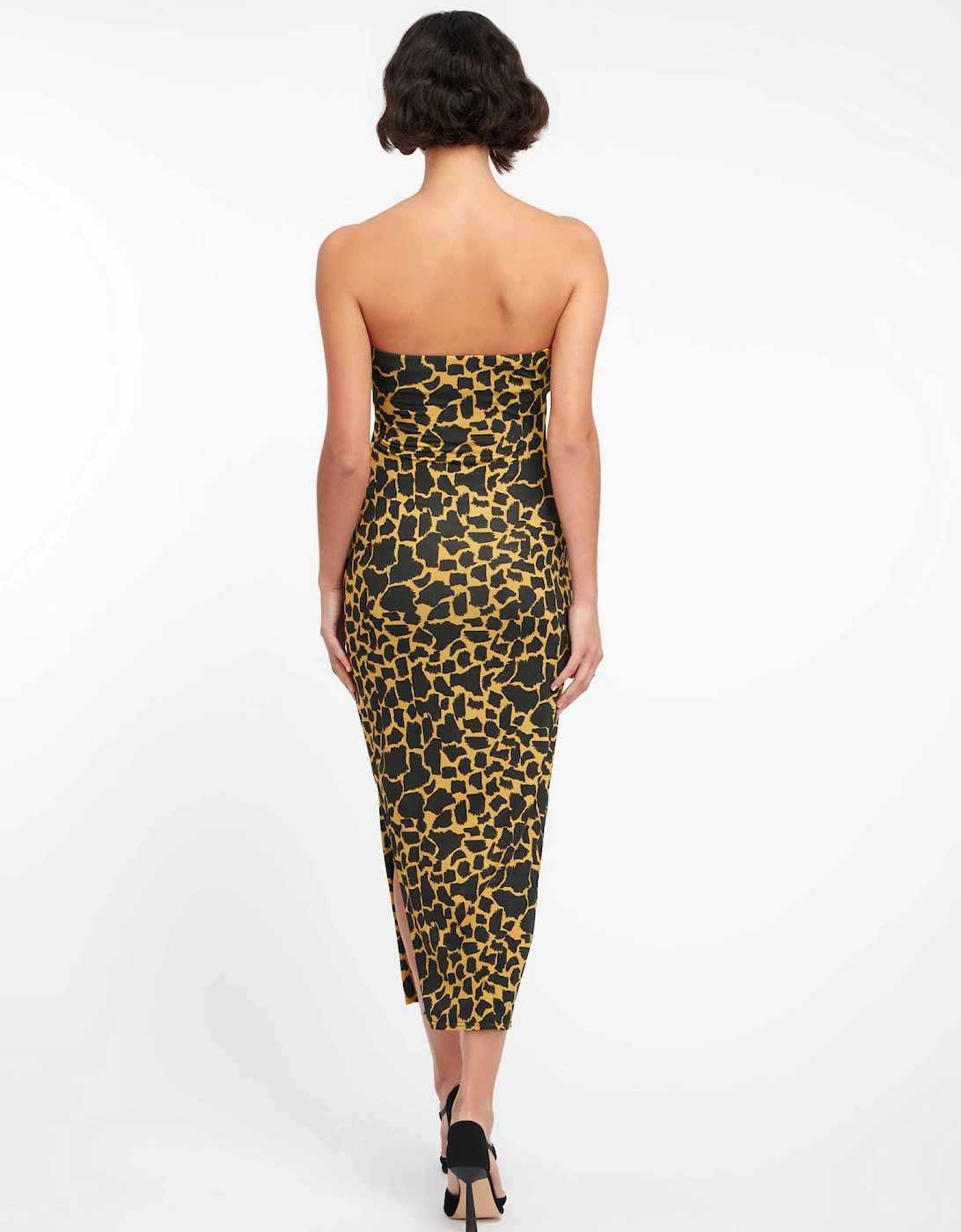 Nasrin Bandeau Dress in Giraffe Animal Print