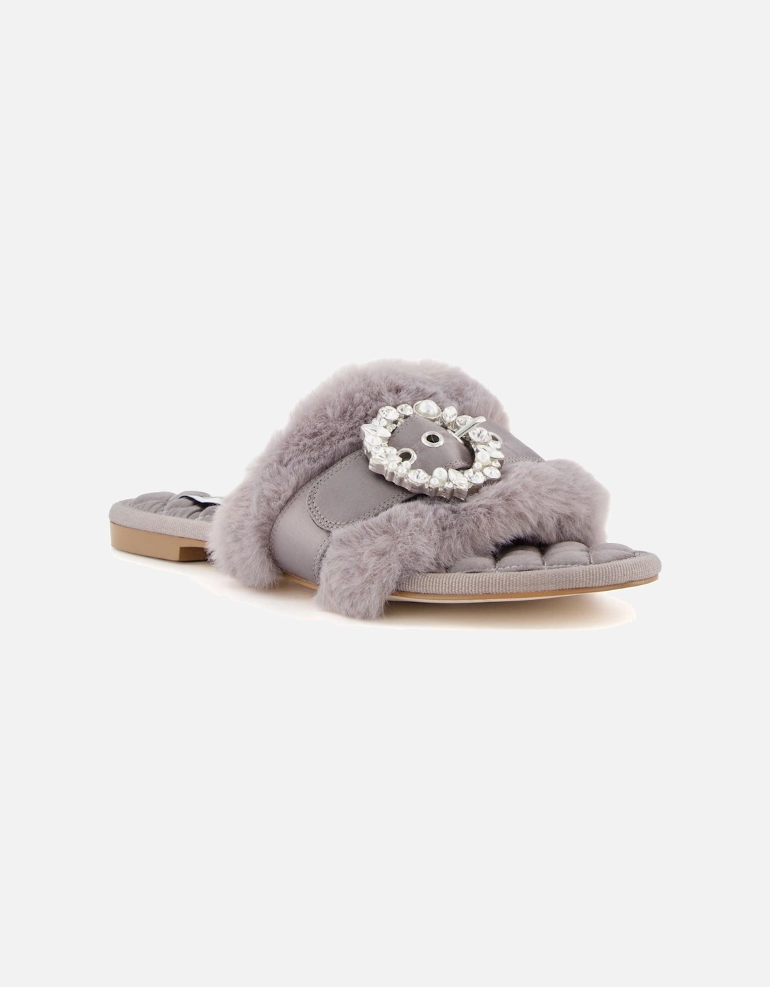 Ladies Wisteria - Buckle Faux Fur Slider Slippers, 7 of 6