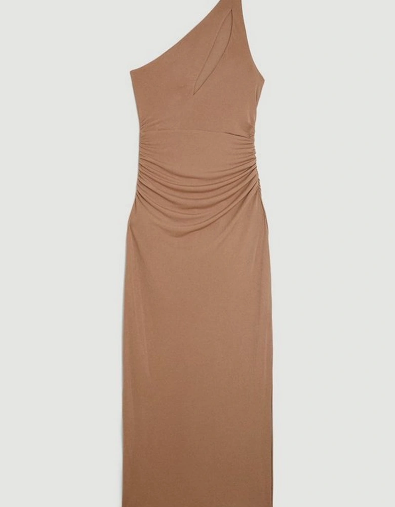 Jersey Crepe One Shoulder Midi Dress