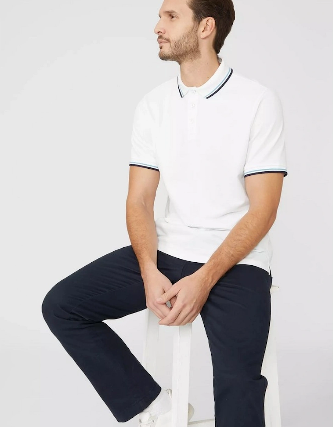 Mens Pique Tipped Polo Shirt