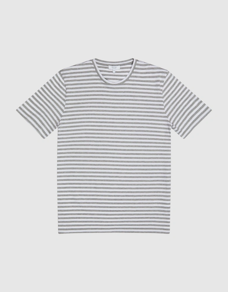 Mercerised Striped Crew Neck T-Shirt