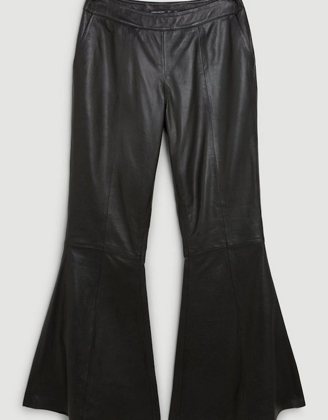 Leather Low Rise Flared Trousers