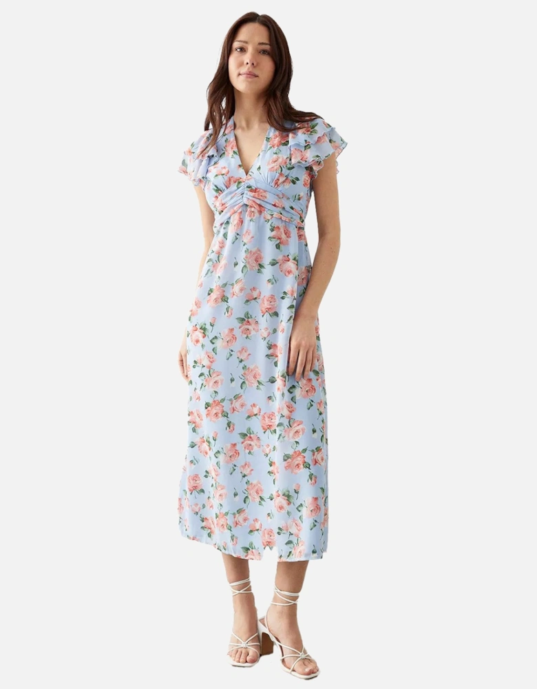 Womens/Ladies Floral Ruffle Midi Dress