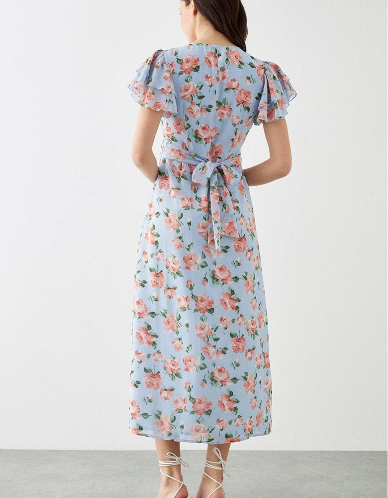 Womens/Ladies Floral Ruffle Midi Dress