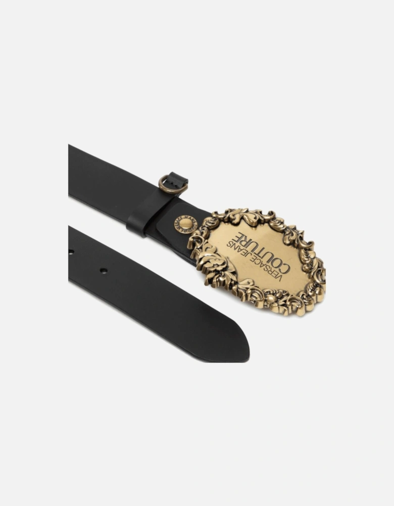 Baroque Buckle Black Leather Belt