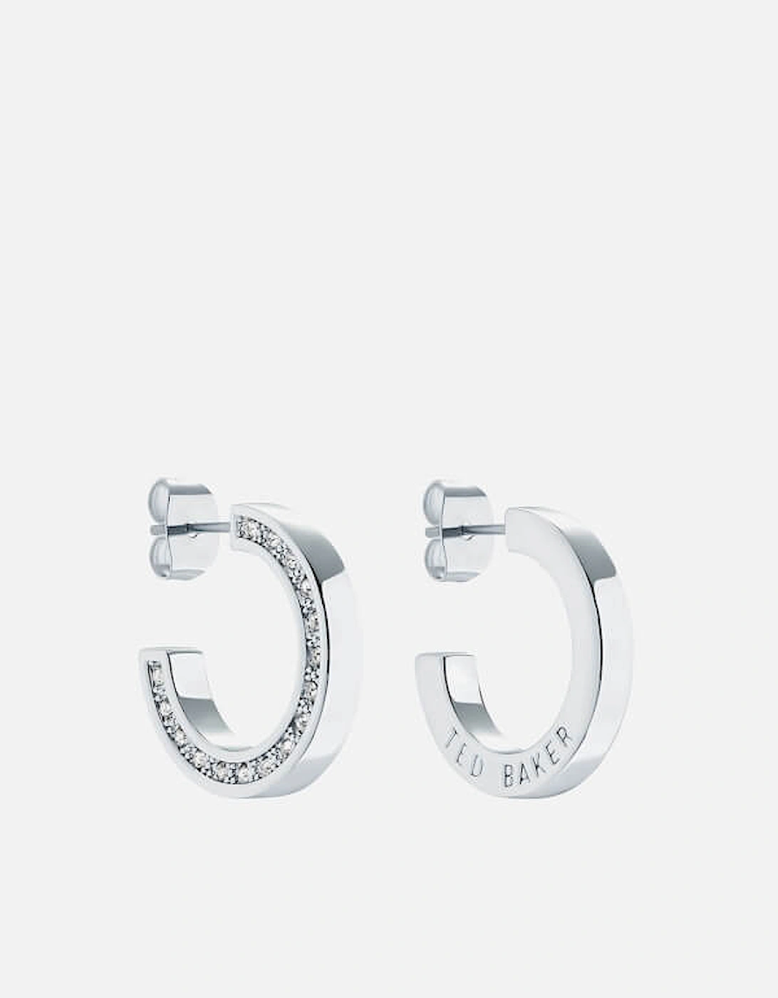 Senatta Crystal Silver-Tone Hoop Earrings, 2 of 1