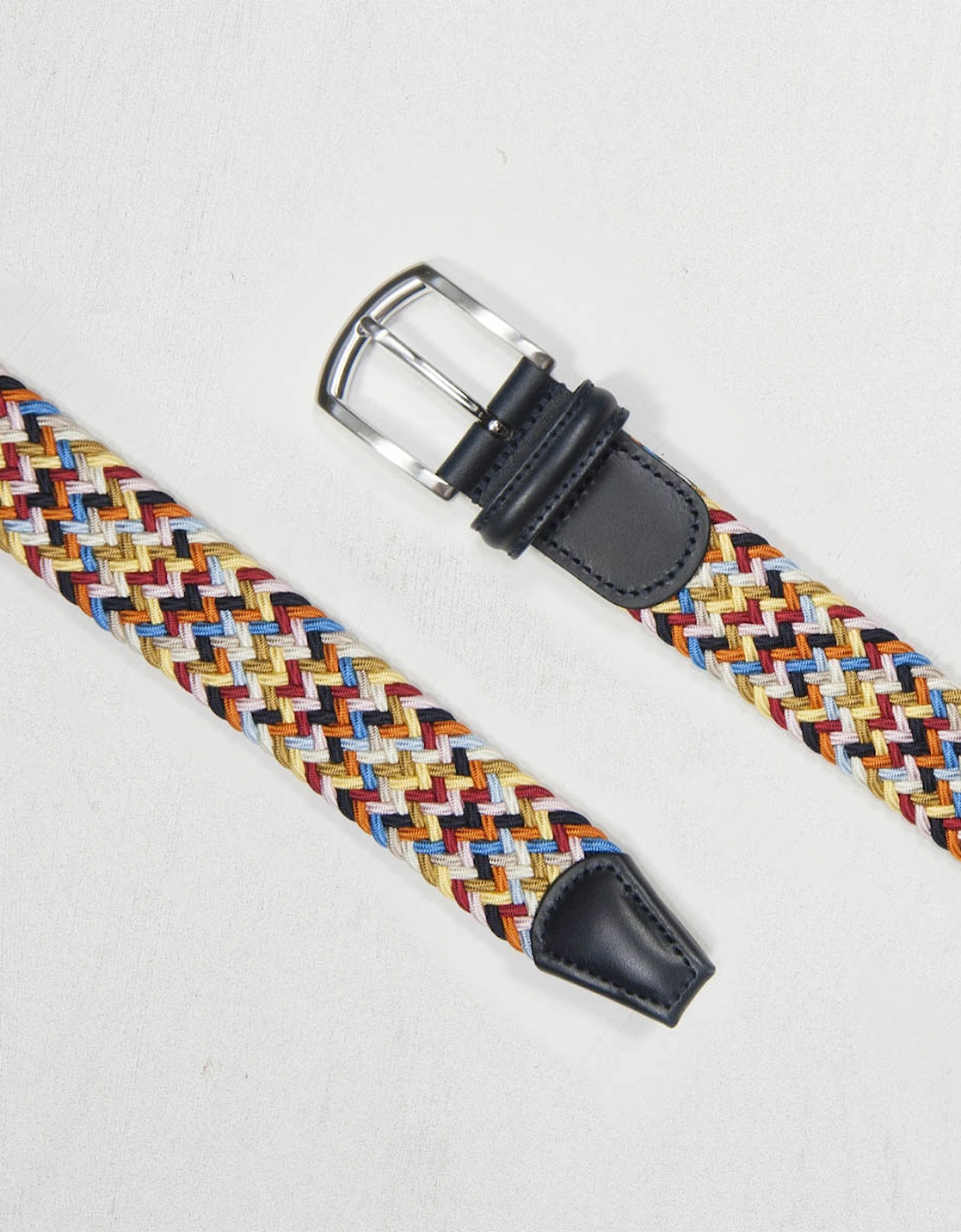 Andersons Woven Textile Belt - Navy/Blue/White/Yellow/Pink 3.5cm