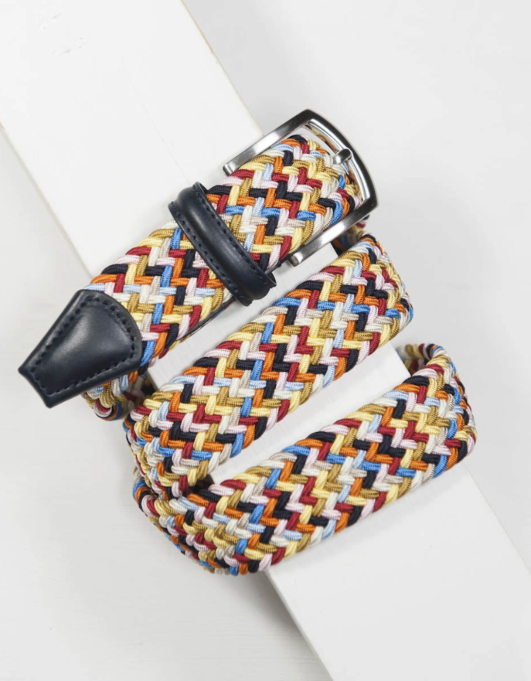 Andersons Woven Textile Belt - Navy/Blue/White/Yellow/Pink 3.5cm