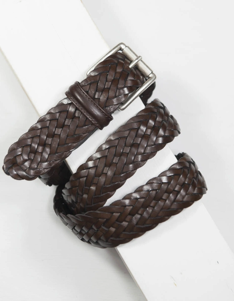 Andersons Classic Woven Leather Belt - Brown 3.5cm