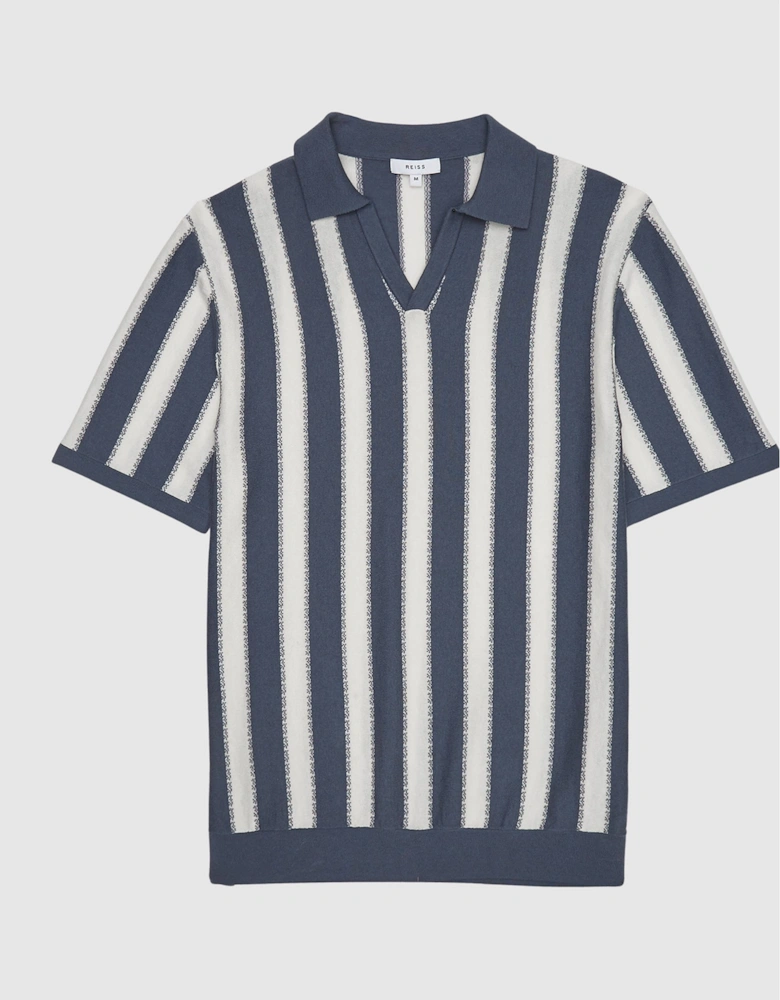 Open Collar Stripe Polo Shirt