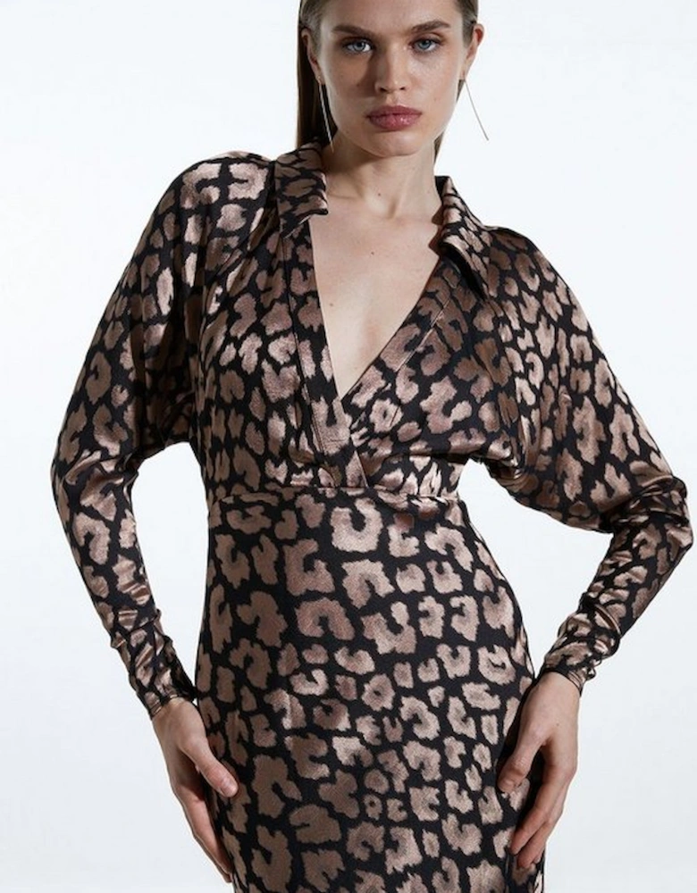 Leopard Jacquard Batwing Dress