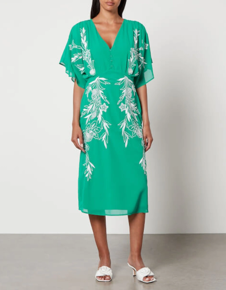 Hope & Ivy The Frances Embroidered Chiffon Dress