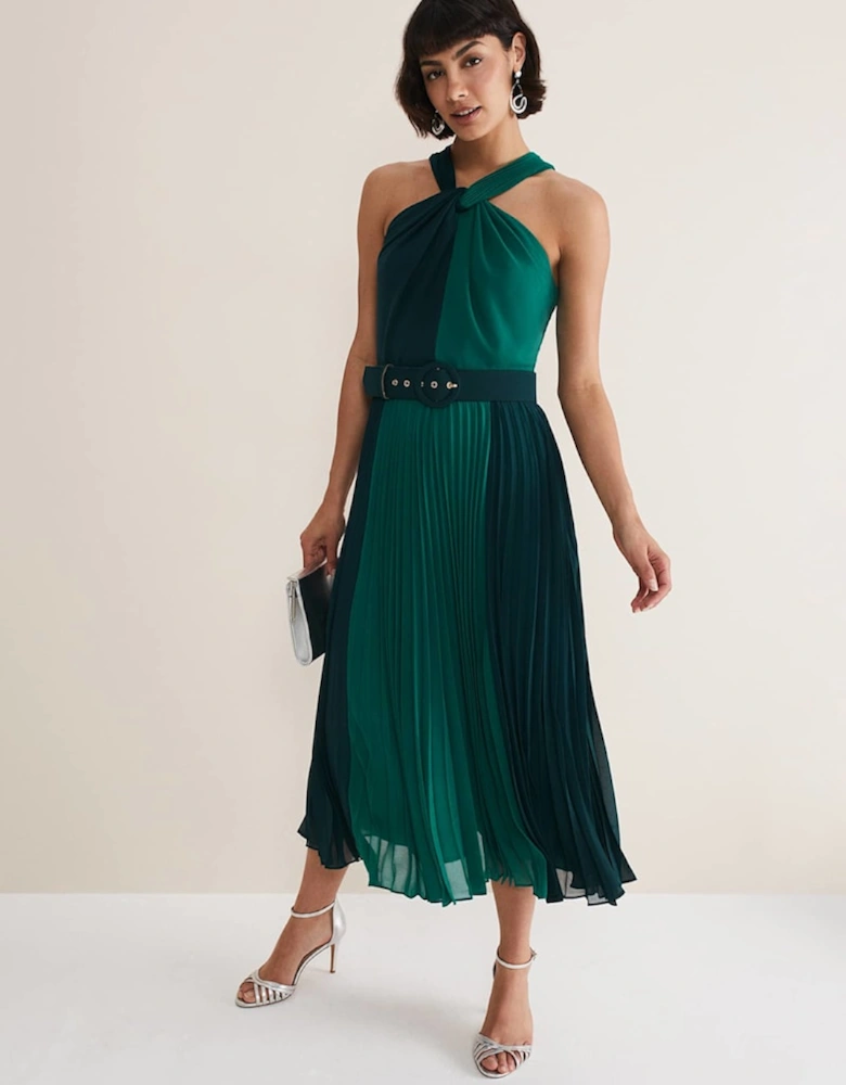 Xenia Pleated Midi Dress