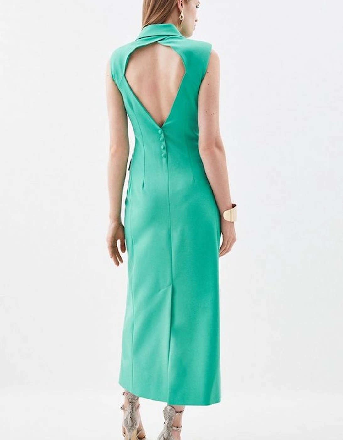 Tailored Open Back Blazer Maxi Dress