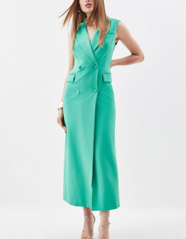 Tailored Open Back Blazer Maxi Dress