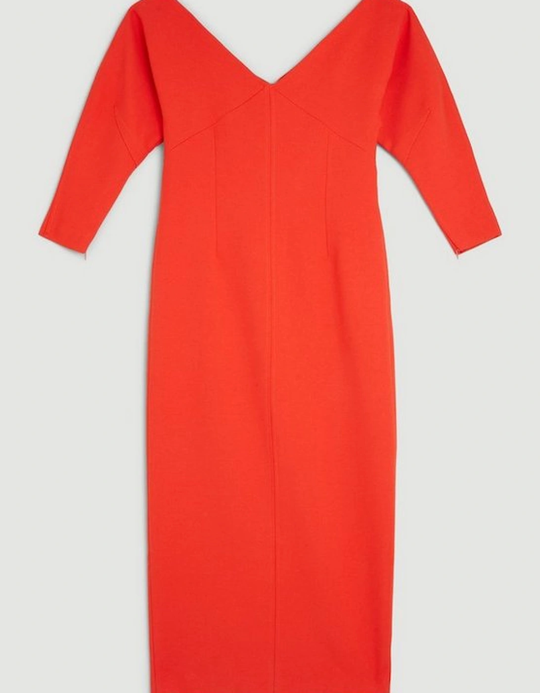 Compact Stretch Off Shoulder Rounded Sleeve Midi Dress