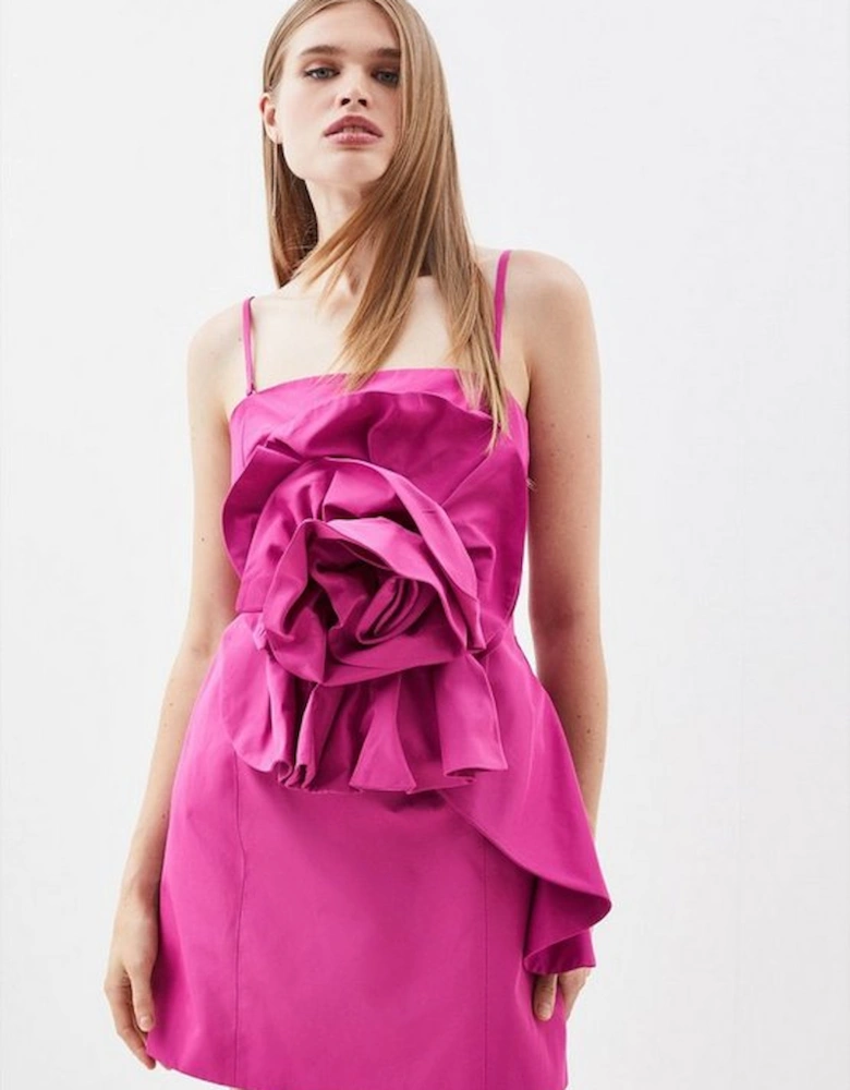 Taffeta Rosette Mini Dress