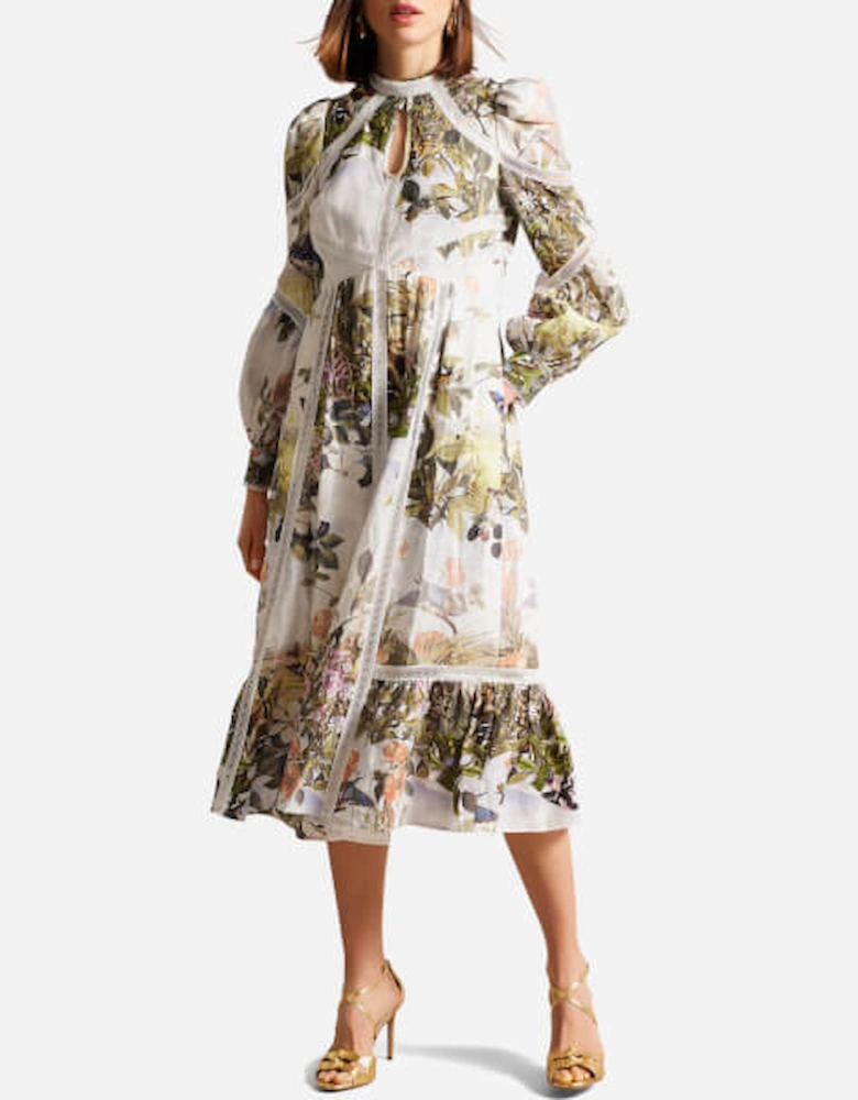 Maylily Floral-Print Linen Dress