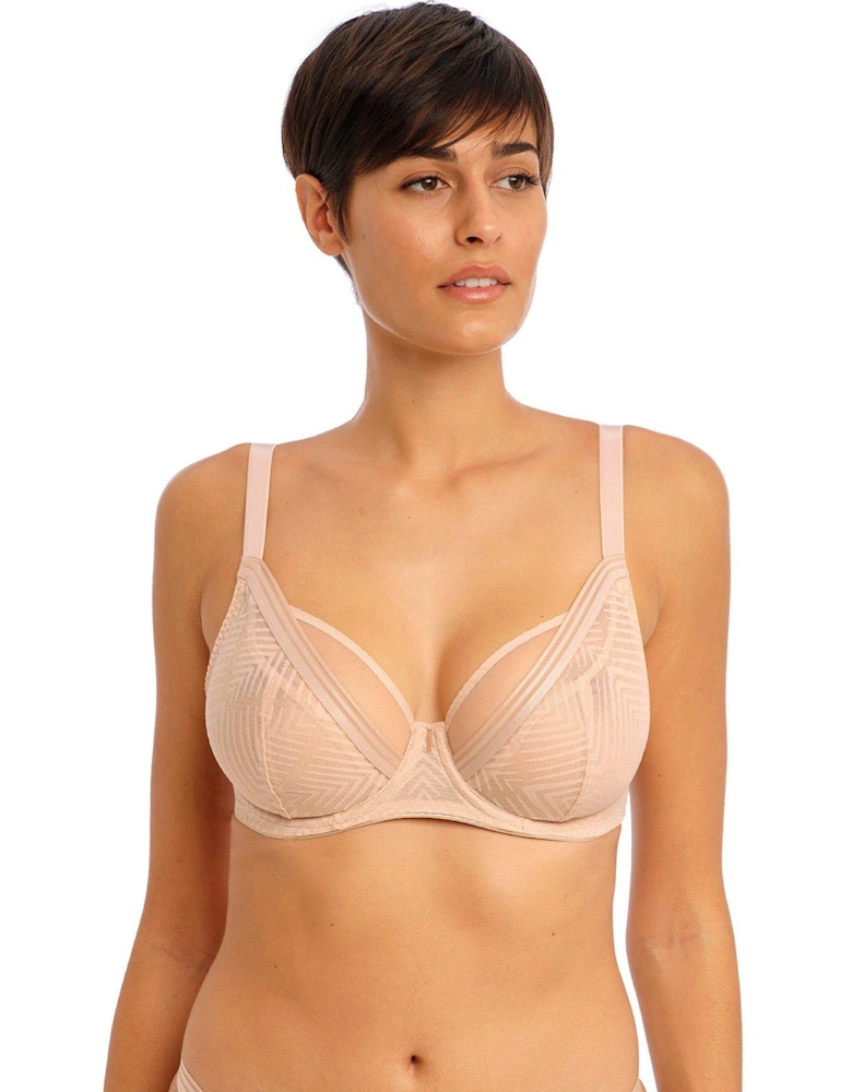 Tailored Underwired High Apex Plunge Bra - Beige