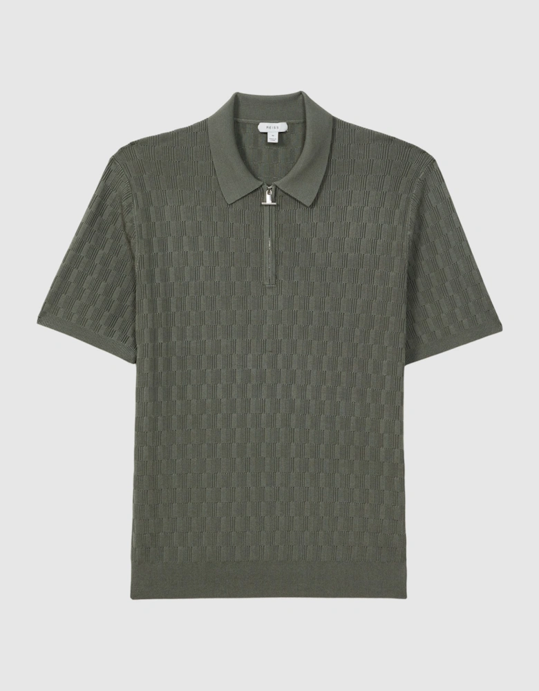 Half-Zip Textured Polo T-Shirt