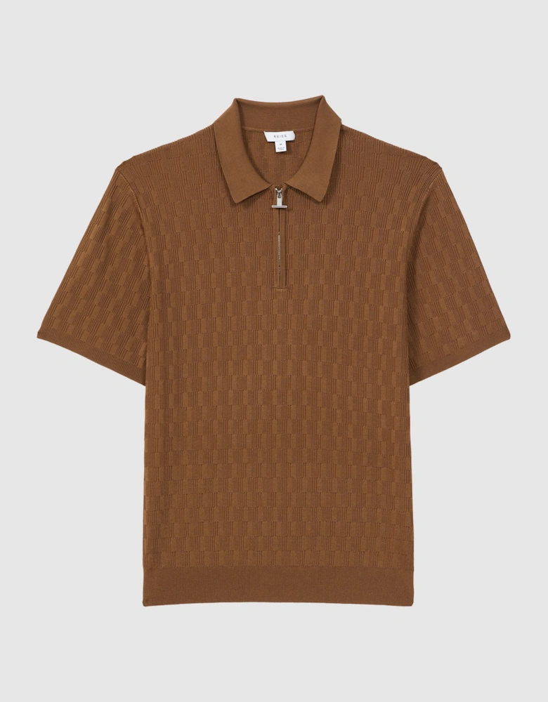 Half-Zip Textured Polo T-Shirt