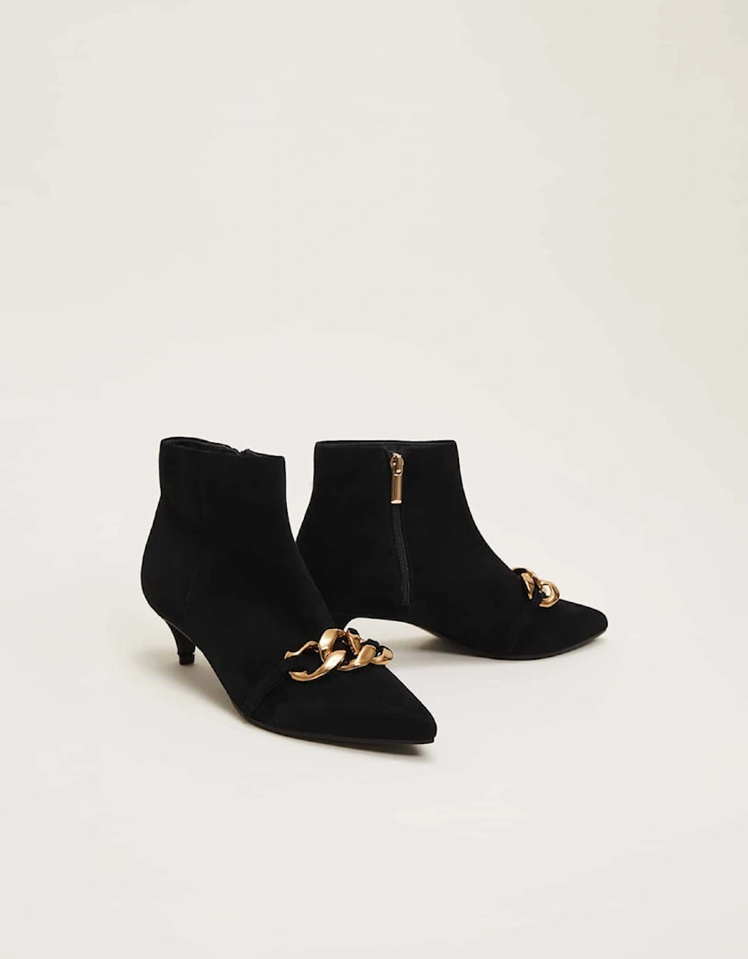 Chain Front Kitten Heel Boot