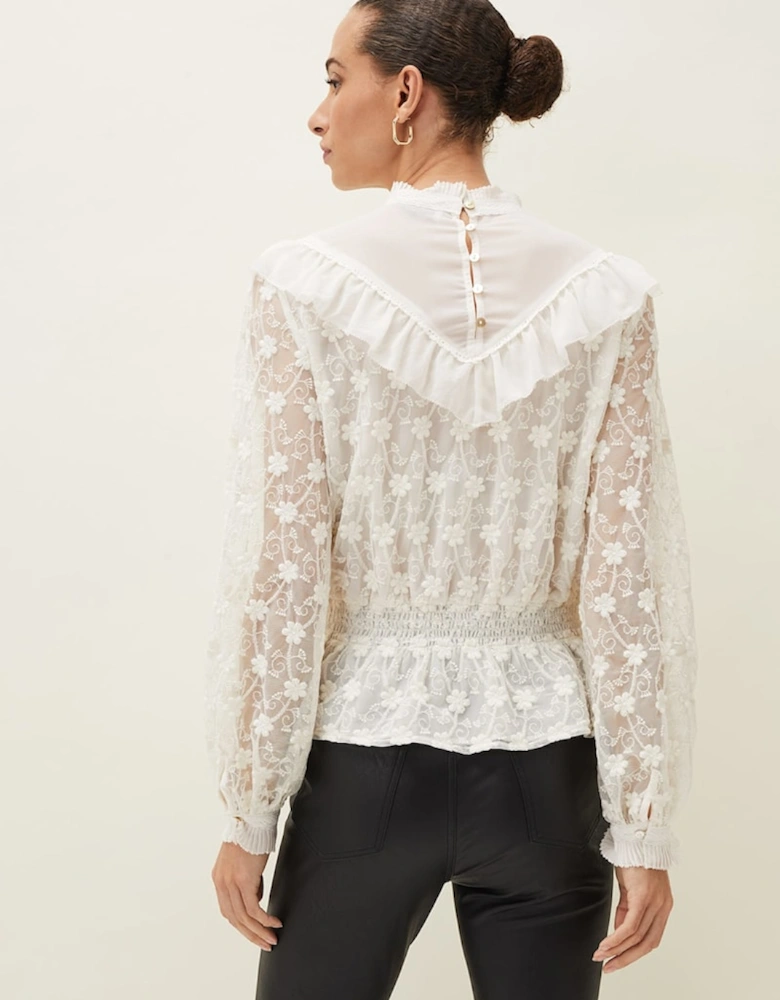 Coralina Embroidered Frill Blouse