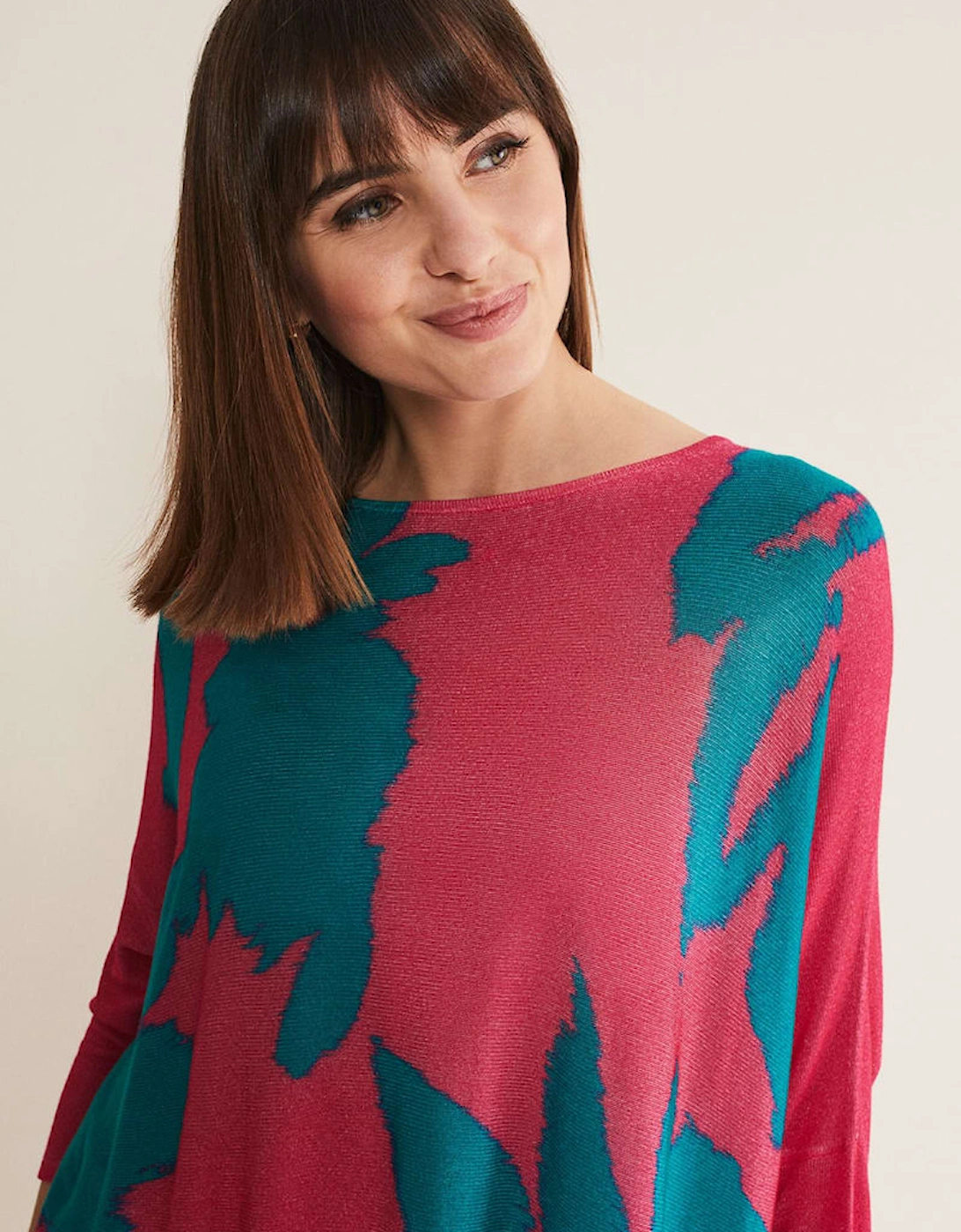 Madison Printed Asymmetric Hem Jumper