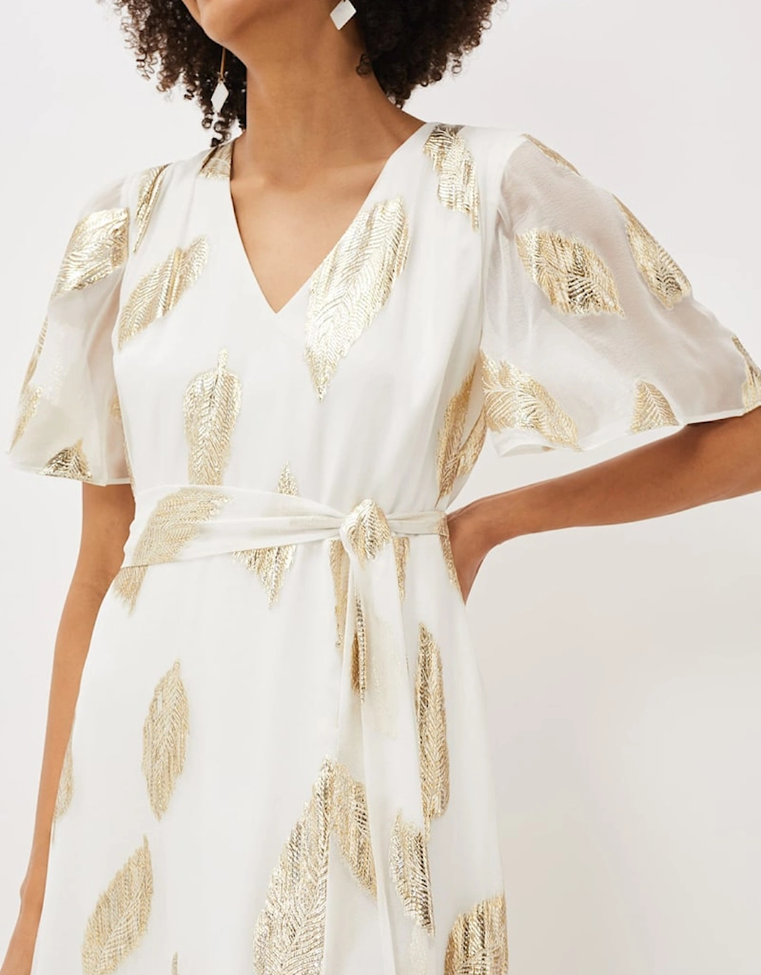 Larah Feather Print Silk Jacquard Maxi Dress