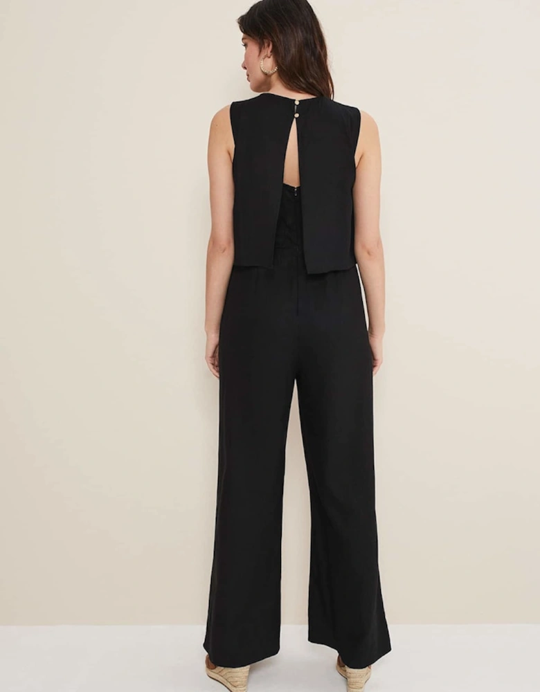 Aubrey Black Linen Wide Leg Jumpsuit