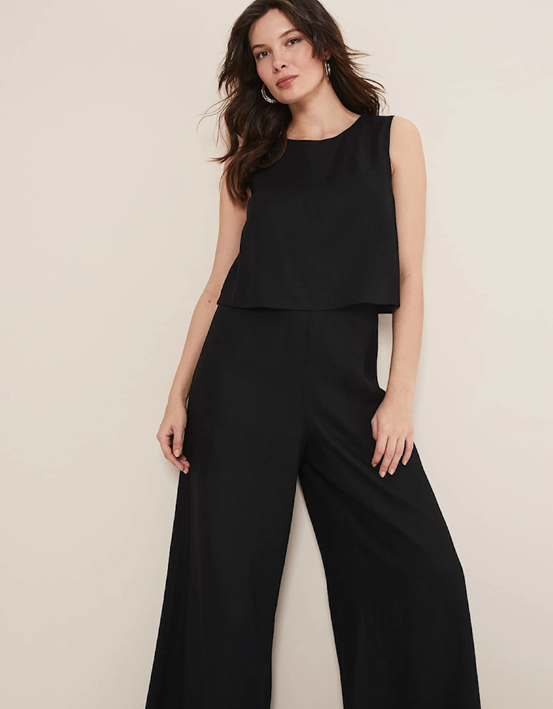 Aubrey Black Linen Wide Leg Jumpsuit