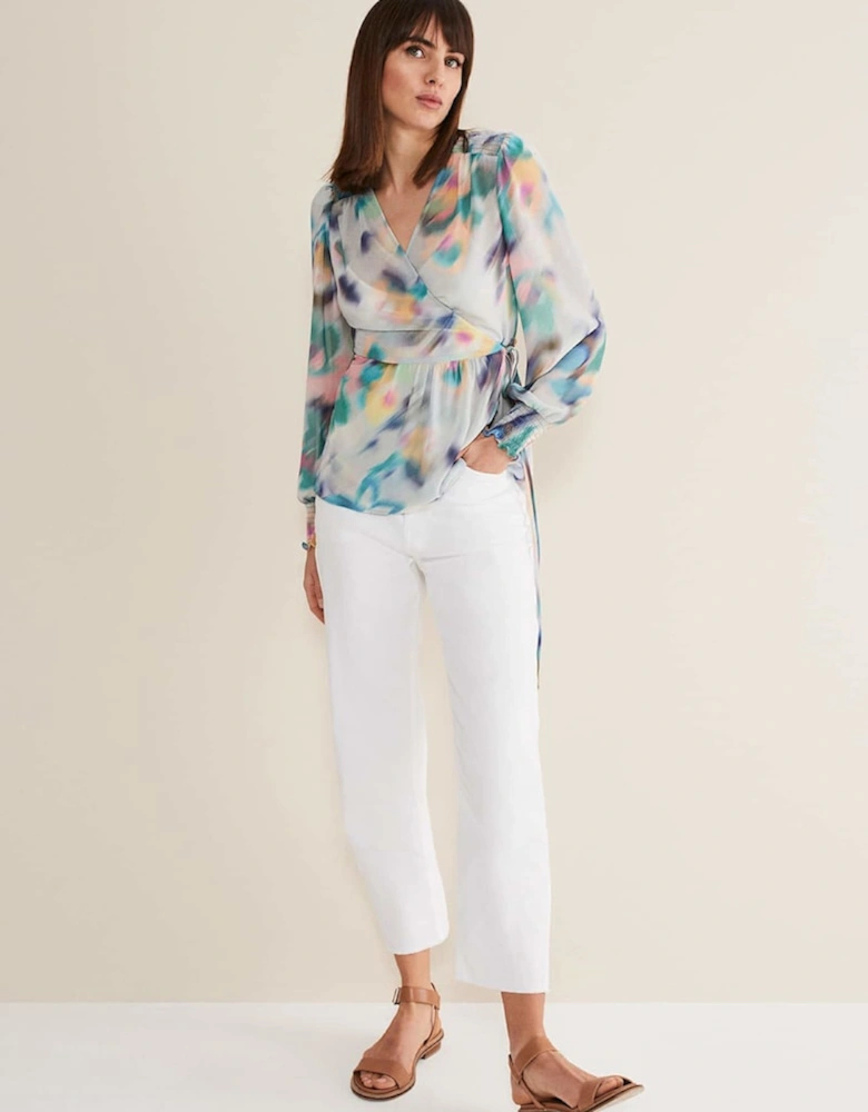 Sonya Printed Wrap Blouse