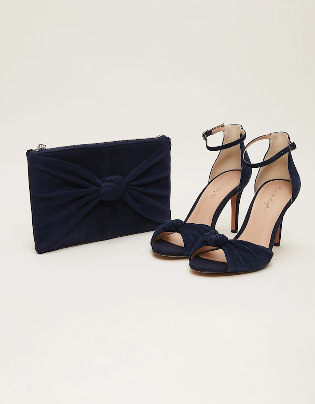 Navy Suede Clutch Bag