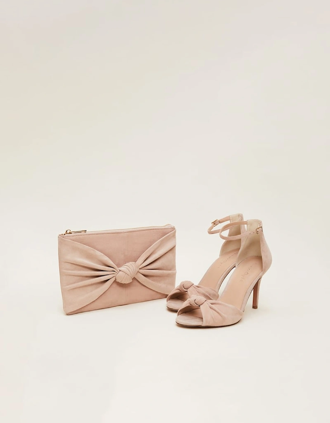 Nude Suede Clutch Bag