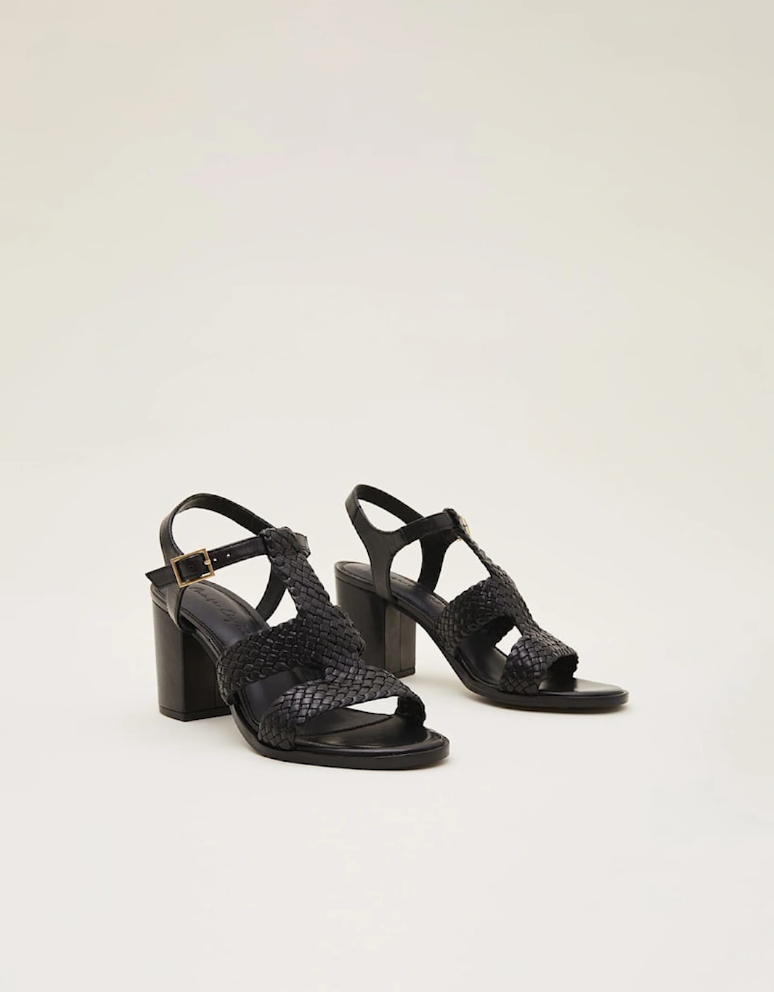 Plaited T Bar Heeled Sandal Shoe