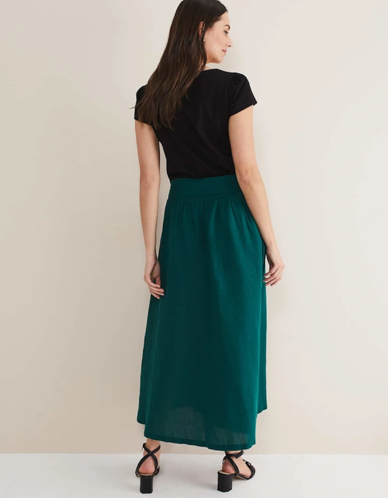 Amorette Linen Belted Maxi Skirt
