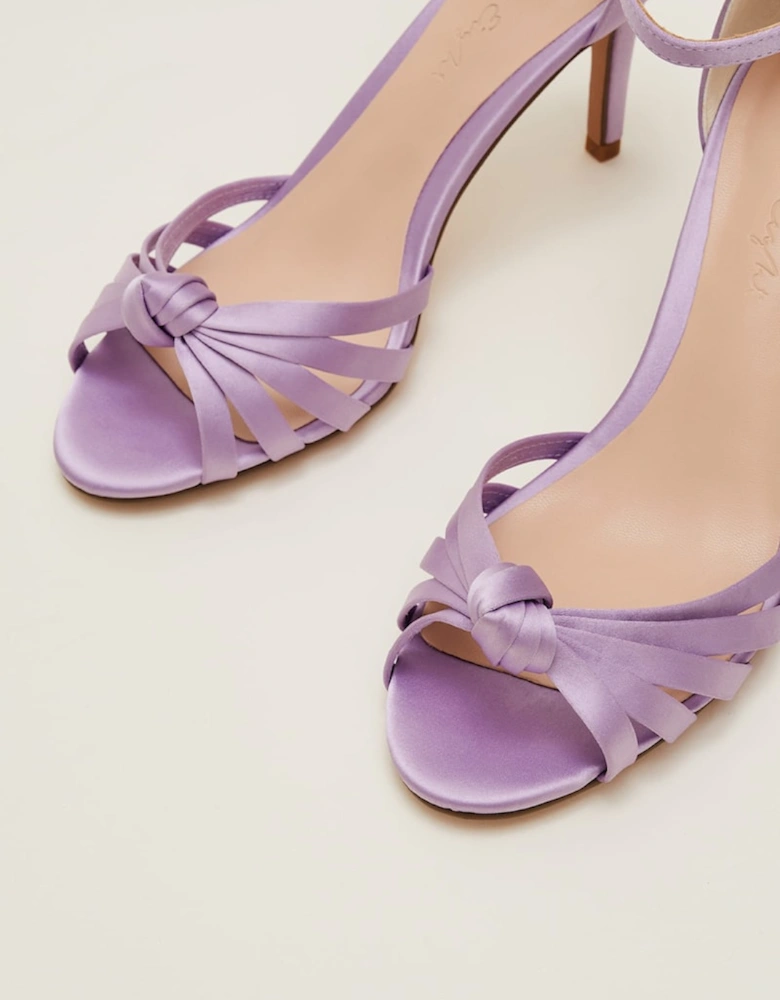 Purple Satin Open Toe Heels