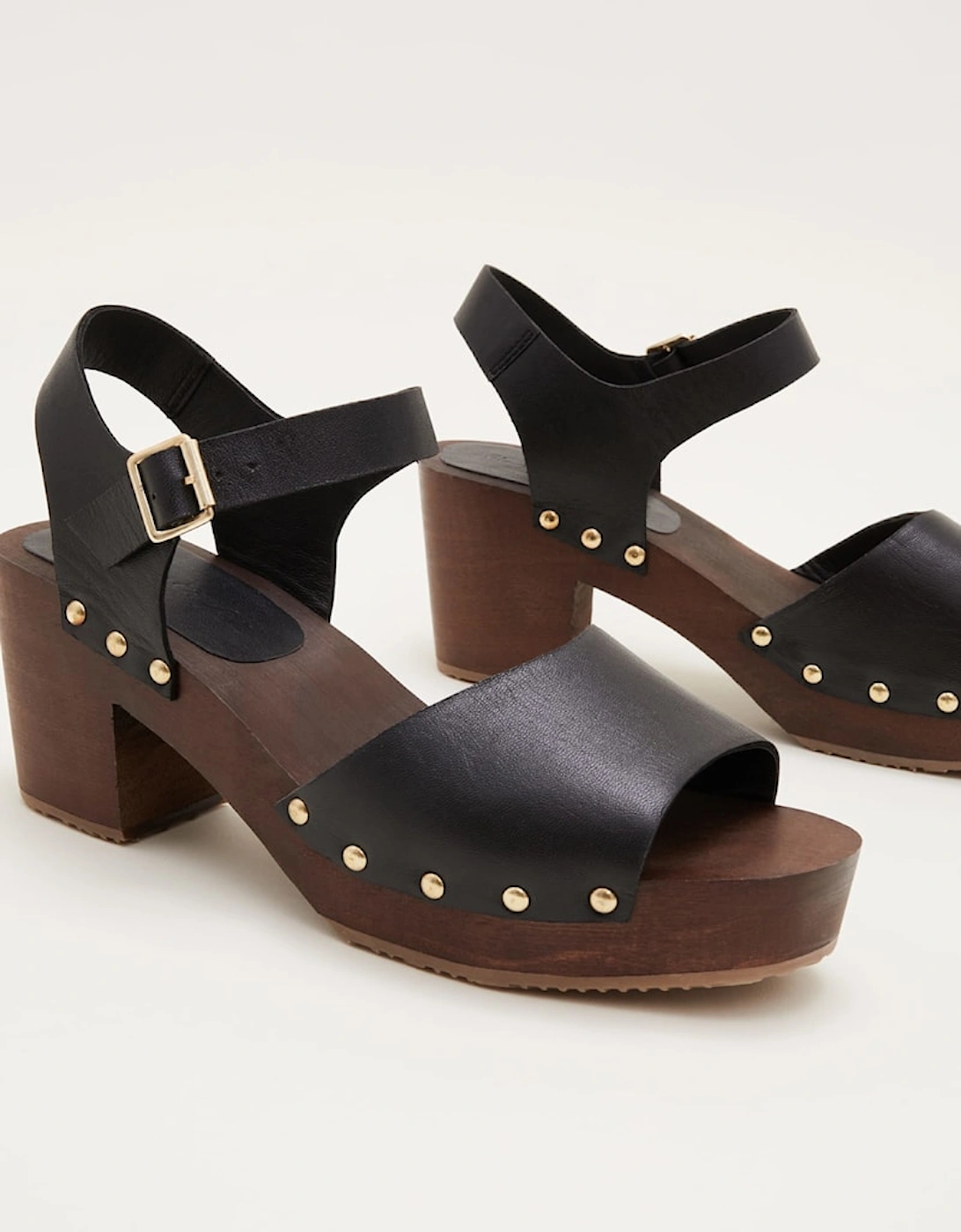 Leather Heel Sandal Clog