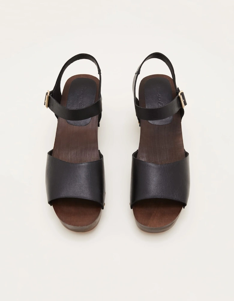 Leather Heel Sandal Clog