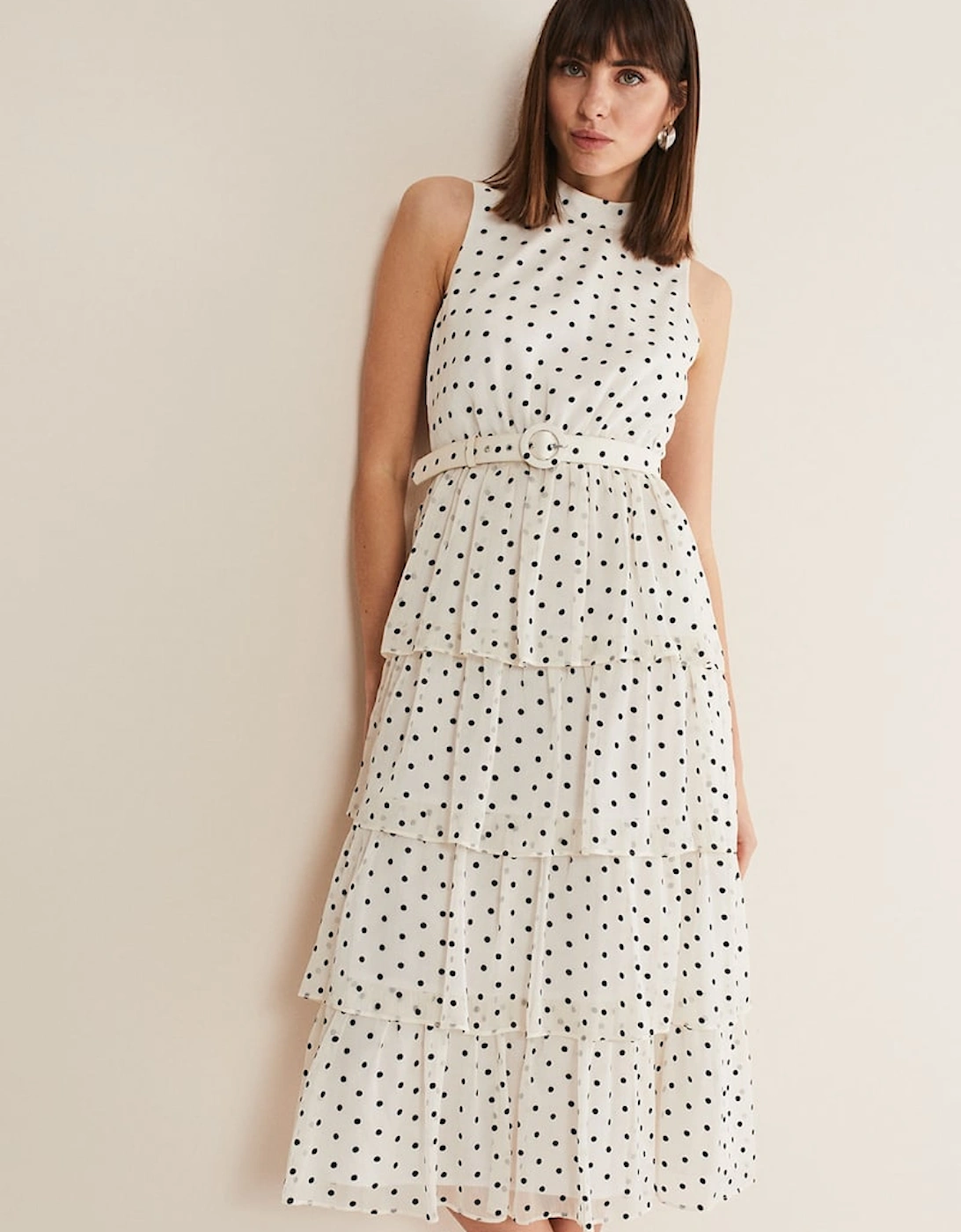 Rita Polka Dot Ruffle Midi Dress