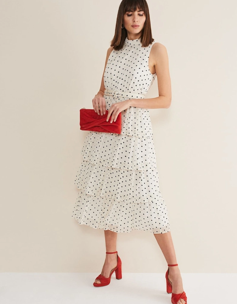 Rita Polka Dot Ruffle Midi Dress