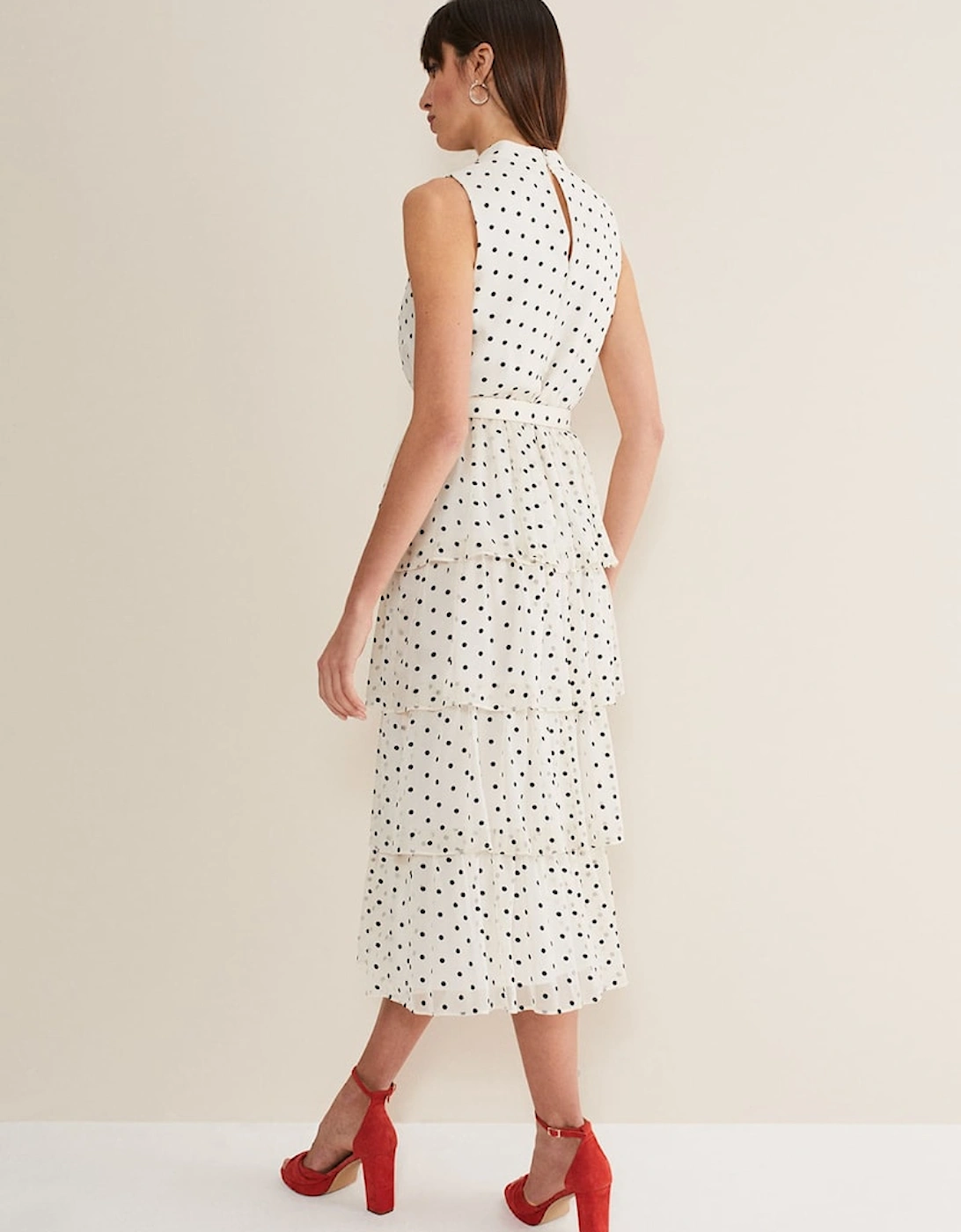 Rita Polka Dot Ruffle Midi Dress